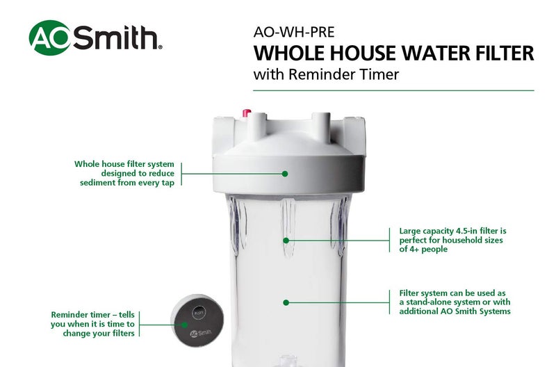 AO Smith Single-Stage Whole House Water Filter - Included Reminder Timer - Image 2